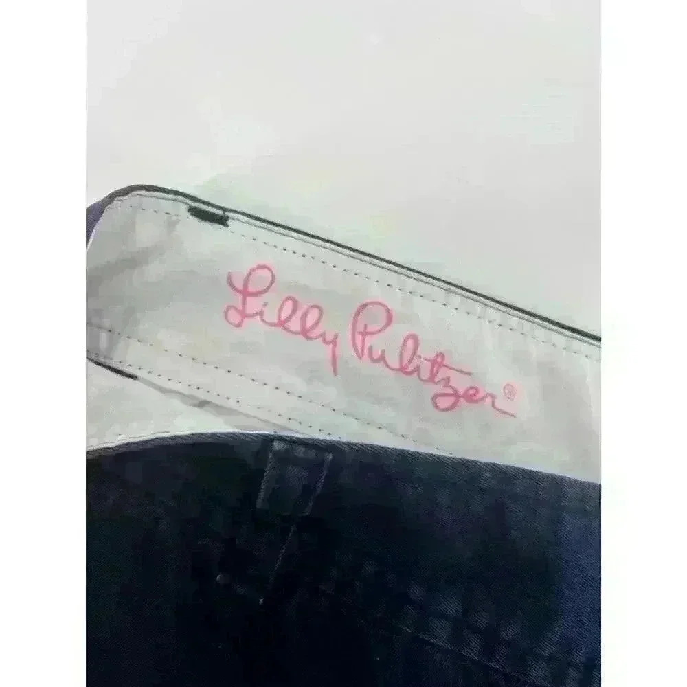 Lilly Pulitzer The Callahan Short Women's Size 2 Flat Front Navy Shorts Preppy